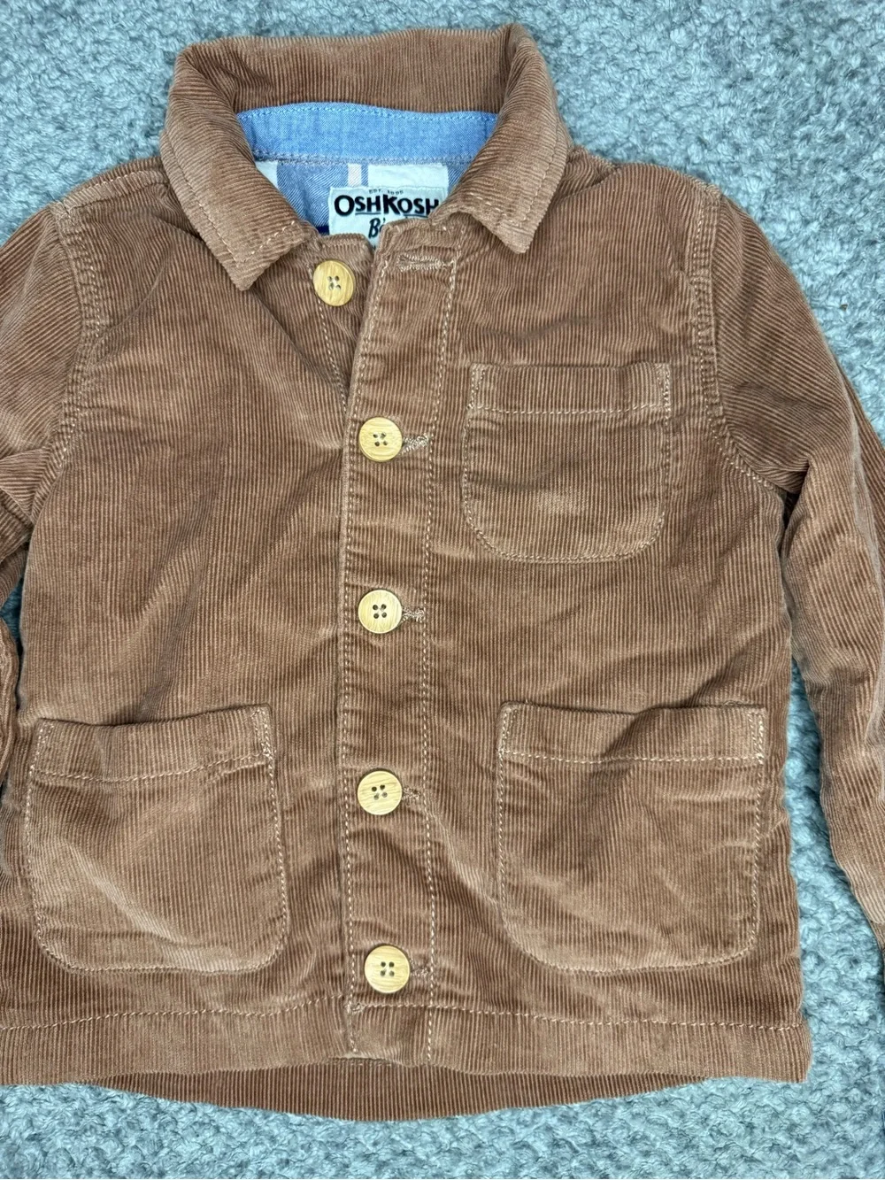 Oshkosh B’Gosh Toddler Boys Corduroy Button up Jacket - Brown Size 3T NWT